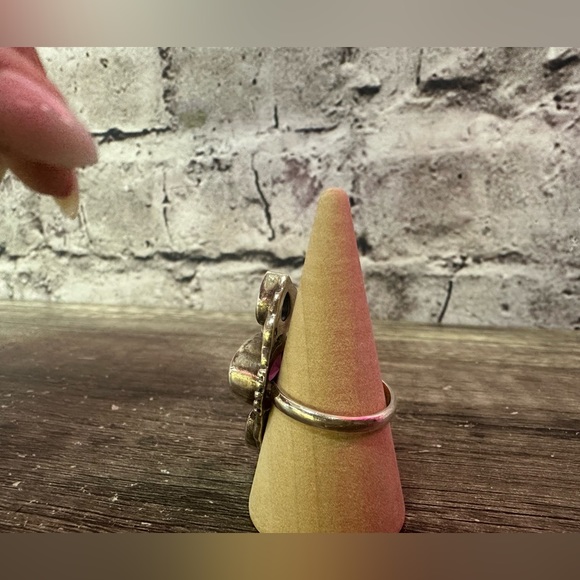 Vintage Sterling silver pink & purple gem stone ring size 7 from India - Picture 8 of 13